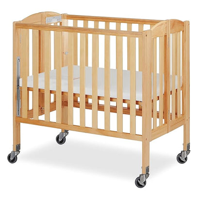 3-in-1 Folding Portable Crib and 3” Extra Firm Fiber Crib Mattress Bundle, Natural and Greenguard Gold Certified