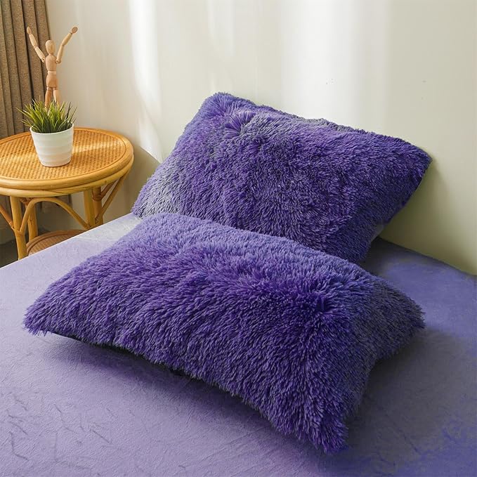Fluffy navy blue comforters Cover twin size - Ultra Soft Plush dark blue bedding Sets 2 Pieces (1 faux fur comforter Cover + 1 fuzzy pillow case) girls shaggy navy blue twin bed set (Dark Blue, Twin)