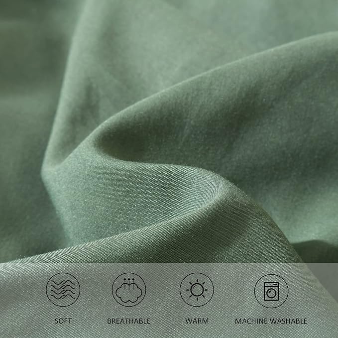 Emerald Green Comforter Twin Size, Modern Bedding Set for Girls/Women, Cute Soft & Lightweight Chic Microfiber Bed Sets, 2pc- 1 Comforter & 1 Pillowcase (66x90 Inches)