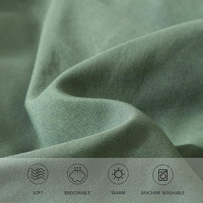Emerald Green Comforter Twin Size, Modern Bedding Set for Girls/Women, Cute Soft & Lightweight Chic Microfiber Bed Sets, 2pc- 1 Comforter & 1 Pillowcase (66x90 Inches)