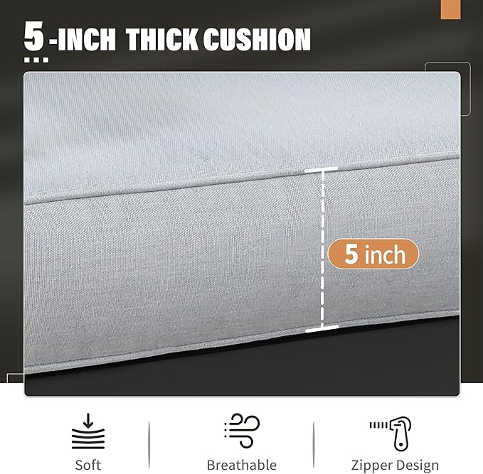 Solaste Aluminum Patio Furniture Set, 4 Pcs Modern Outdoor Conversation Set Sectional Sofa with Upgrade Cushion and Coffee Table,Black Frame and Grey Cushion