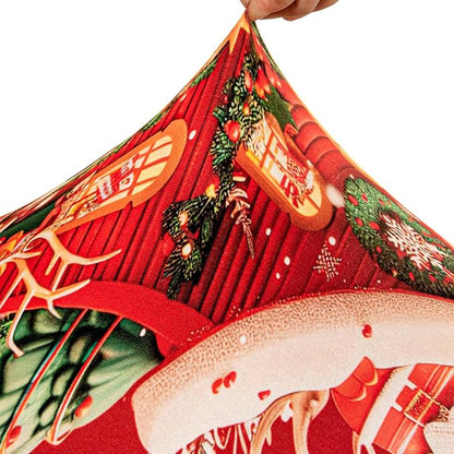 4PCS Christmas Dining Chair Covers Stretch Removable Washable Dining Room Chair Protector Slipcovers Santa Claus House Wreaths Kitchen Chair Cover Slipcover Protector for Xmas Holiday Party Home Décor