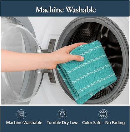 LANE LINEN Kitchen Towels Set - Pack of 4 Cotton Dish Towels for Drying Dishes, 18”x 28”, Absorbent Tea Towels, Quick Drying Kitchen Towel Set - Peacock Blue