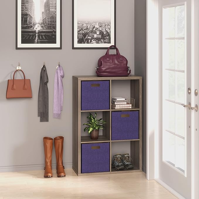 ClosetMaid Decorative 6 Cube Open Display Wood Laminate Versatile Storage Organizer for Indoor Home or Office Spaces, Graphite Gray