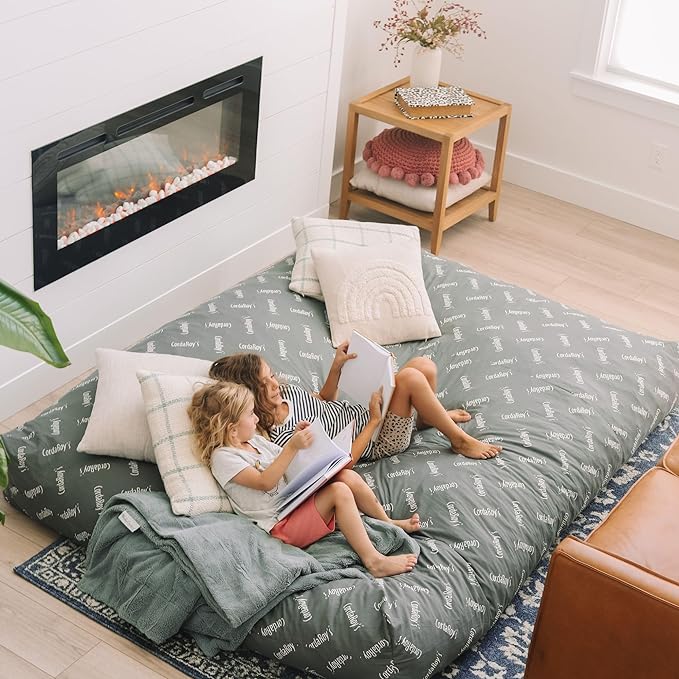 CordaRoy's Chenille Bean Bag Chair, Convertible Chair Folds from Bean Bag to Lounger, As Seen on Shark Tank, Tan - Queen Size