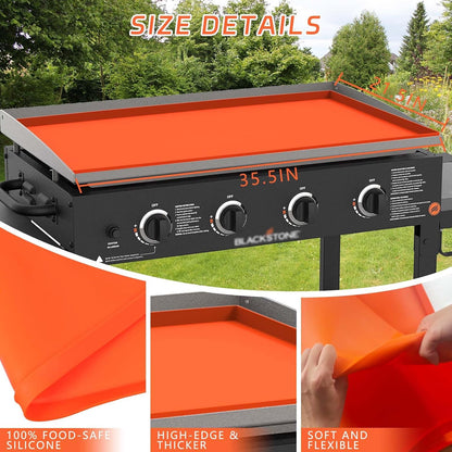 36" Silicone Griddle Cover Mat for Blackstone 36 Inch Griddle Accessories, All-Season Protection Against Dirt & Rust, Food Grade Silicone Grill Mat (Orange)