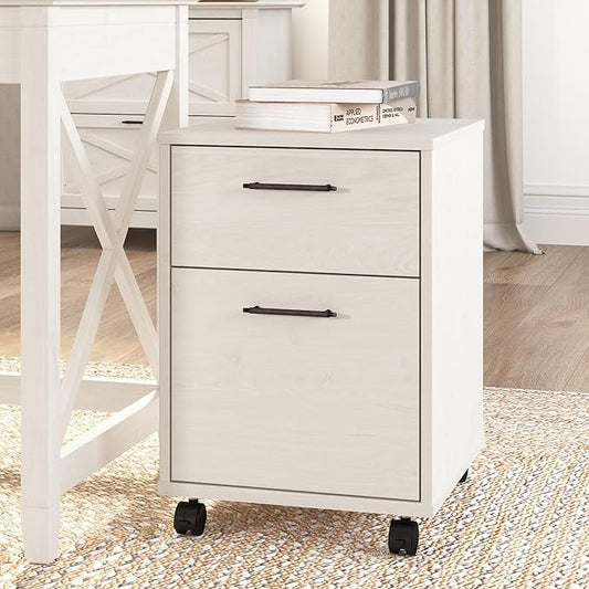 Bush Furniture Key West 2-Drawer Mobile File Cabinet, Letter/Legal, Linen White Oak, 15.75-Inch (KWF116LW-03)