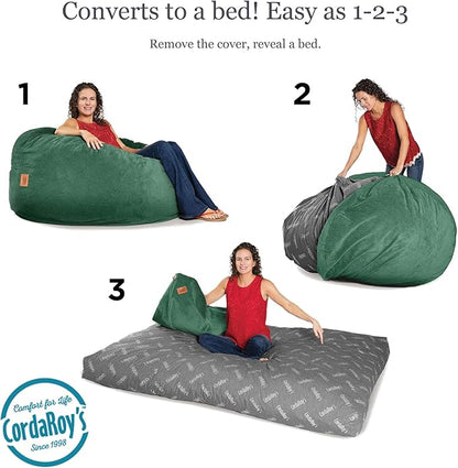 CordaRoy's Chenille Bean Bag - Convertible Bean Bag Chair & Bed - Machine-Washable Chenille Fabric Cover - for Basement, Living Room, Game Room, Dorm & More - Full Size - Rainforest