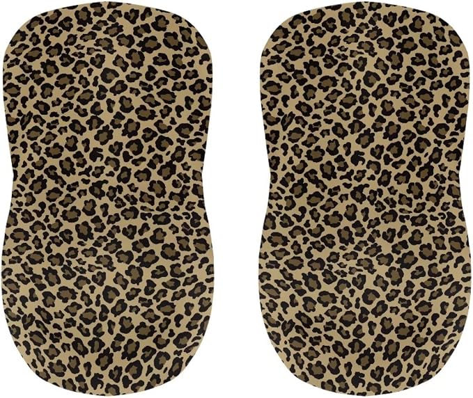Leopard Print Bar Stools Covers, Set of 2 Height Counter Bar Stools Anti-Slip Seat Covers for Swivel Barstools Cover Adjustable Stool Chair Home Kitchen Furniture Protector