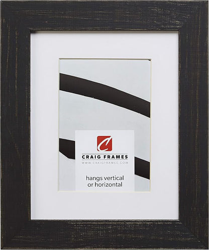 Craig Frames Jasper, 14 x 18 Inch Country Charcoal Black Picture Frame Matted to Display a 10 x 13 Inch Photo