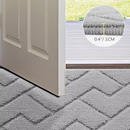 hicorfe Indoor Doormat,Front Back Door Mat TPR Backing Non Slip Mats 20"x31.5" Absorbent Resist Dirt Entrance Doormat Inside Floor for Entryway Washable Low-Profile(Light Grey)