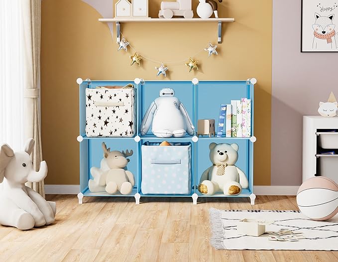 Portable Closet 6 cube closet organizers and storage Cube Storage Organizer Storage Shelf Bookcase Bookshelf with Metal Hammer, Storage Cubes Organizer Cabinet for Kids, Closet, Bedroom, Bathroom