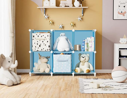 Portable Closet 6 cube closet organizers and storage Cube Storage Organizer Storage Shelf Bookcase Bookshelf with Metal Hammer, Storage Cubes Organizer Cabinet for Kids, Closet, Bedroom, Bathroom