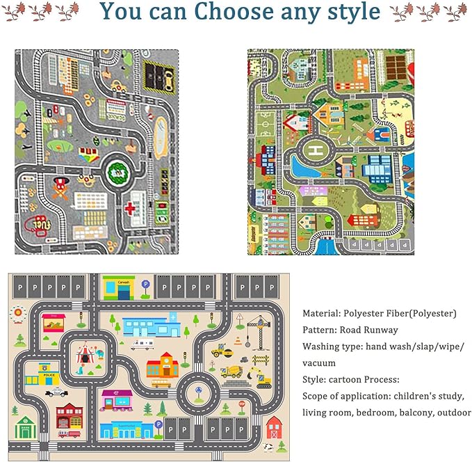 Kids Rug Play Mat for Toy Cars,City Life Road Traffic Educational Carpet,Have Fun Throw Rug,Non-Slip Nursery Rug for Boy and Girl Bedroom 200×300cm/79×118in