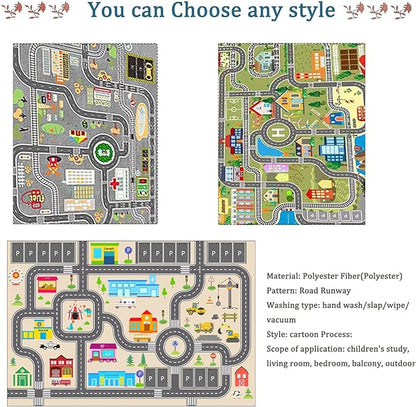 Kids Rug Play Mat for Toy Cars,City Life Road Traffic Educational Carpet,Have Fun Throw Rug,Non-Slip Nursery Rug for Boy and Girl Bedroom 200×300cm/79×118in