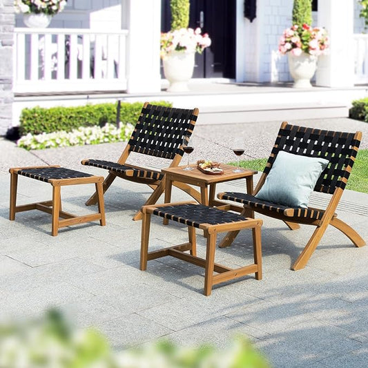Design Heavy Duty 400lbs Capacity Patio Bistro Piece with Ottomans Outdoor, Onesize, Foldable Reclining Set 5