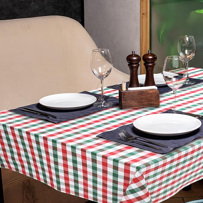 Urban Villa Tablecloth Cotton Tabletop 60x84 (6-8 Seats) Red/Grn/Wht