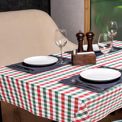 Urban Villa Tablecloth Cotton Tabletop 60x84 (6-8 Seats) Red/Grn/Wht