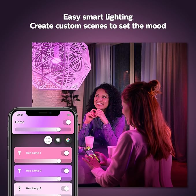 Philips Hue Smart 100W A21 LED Bulb - White and Color Ambiance Color-Changing Light - 1 Pack & Smart 60W A19 LED Bulb - White and Color Ambiance Color-Changing Light - 2 Pack