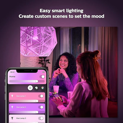 Philips Hue Smart 100W A21 LED Bulb - White and Color Ambiance Color-Changing Light - 1 Pack & Smart 60W A19 LED Bulb - White and Color Ambiance Color-Changing Light - 2 Pack
