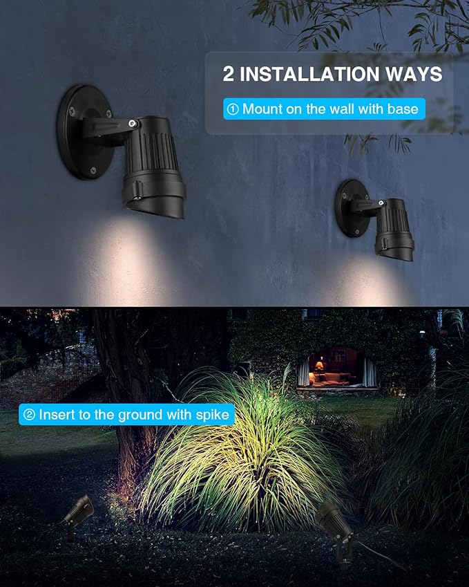 SUNVIE Dusk to Dawn Outdoor Lighting 120V LED Spot Lights Outdoor Landscape Spotlights with Photocell Sensor Waterproof Outdoor Spot Lights for Yard 7W Outdoor Spotlight Flag Light for Garden Tree