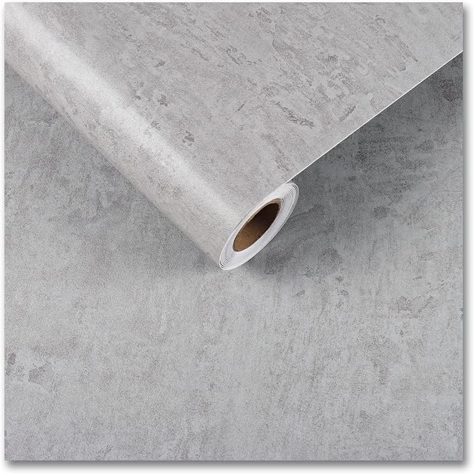 CRE8TIVE 24"x118" Wide Grey Concrete Wallpaper Peel and Stick Removable Cement Contact Paper Thick Texture Self Adhesive Waterproof Paper Roll for Countertop Cabinet Industrial Decorative Vinyl Film