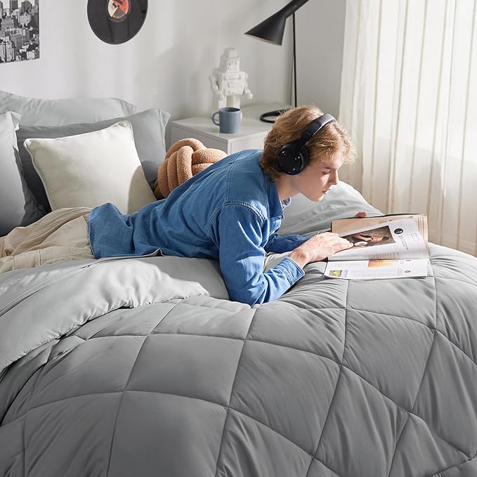 Bedsure King Size Comforter Set - 7 Pieces Reversible King Bed in a Bag, King Bed Set with Comforters, Sheets, Pillowcases & Shams