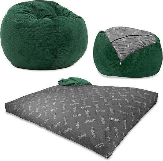 CordaRoy's Chenille Bean Bag - Convertible Bean Bag Chair & Bed - Machine-Washable Chenille Fabric Cover - for Basement, Living Room, Game Room, Dorm & More - Full Size - Rainforest