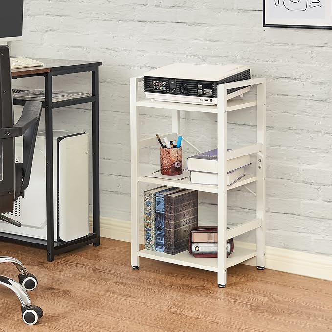 BEWISHOME 3 Tier Bookshelf, White Small Bookshelf for Small Spaces, Short Wooden Storage Bookcase with Metal Frame for Bedroom Living Room and Home Office JCJ62W