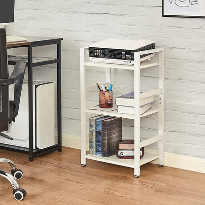BEWISHOME 3 Tier Bookshelf, White Small Bookshelf for Small Spaces, Short Wooden Storage Bookcase with Metal Frame for Bedroom Living Room and Home Office JCJ62W