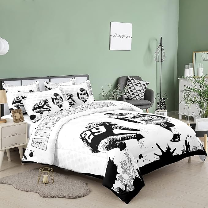 Bodhi Football Comforter Set Queen for Boys Kids American Football Bedding Set Sport Football Player Comforter,American Football Comforter with Pillowcase,Football Quilt,Queen Size #4002