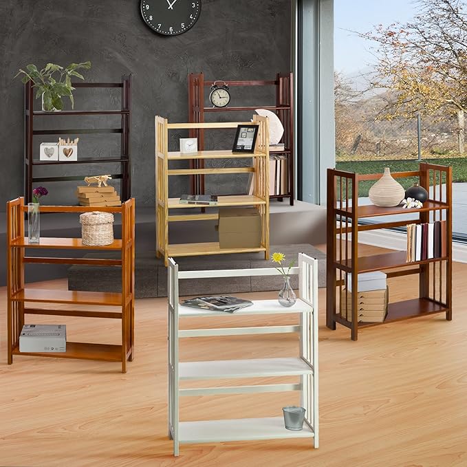 Casual Home 3-Shelf 27.5" Wide Folding Stackable Bookcase, White (New)