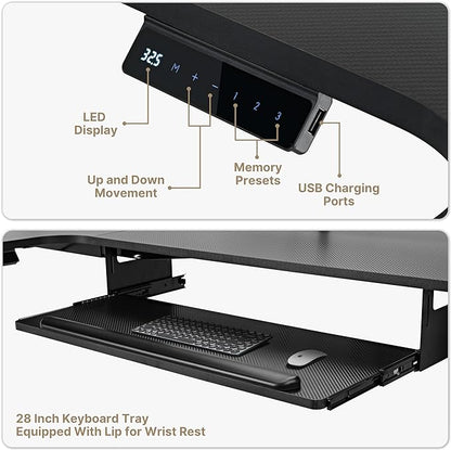 EUREKA ERGONOMIC Standing Desk (61"x43")- L Shaped Desk with Keyboard Tray Adjustable Height Sit Stand Computer Desk Corner Gaming Ergo Desk w Memory Presets, Monitor Stand, LED/USB/Dual Motor, Right