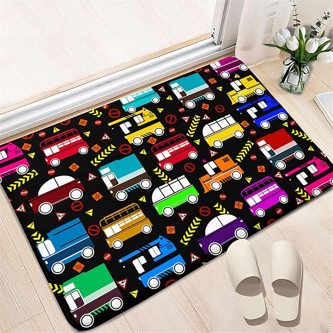 Car Play Mat Kids Rugs for Playroom Car Track Rug Kids Mat Construction Play Mat Car Play Rug Car Carpet for Kids Carpet for Bedroom Truck Rugs for Boys Room,Black 2'×3'