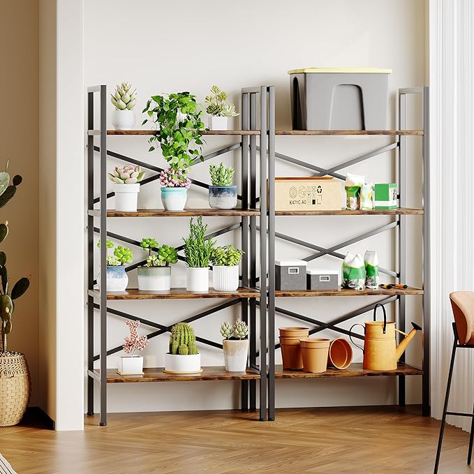 4 Tier Bookshelf 23.6" Width, Kids Bookshelf with Storage, Small Bookcase with Open Shelves, Storage Organization for Bedroom, Living Room and Home Office,Rustic Brown