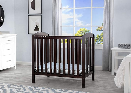Delta Children Emery Mini Convertible Baby Crib with 2.75-inch Mattress, Dark Chocolate