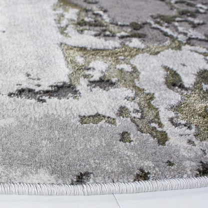 SAFAVIEH Craft Collection Area Rug - 4' Round, Grey & Green, Modern Abstract Design, Non-Shedding & Easy Care, Ideal for High Traffic Areas in Living Room, Bedroom (CFT820Y)