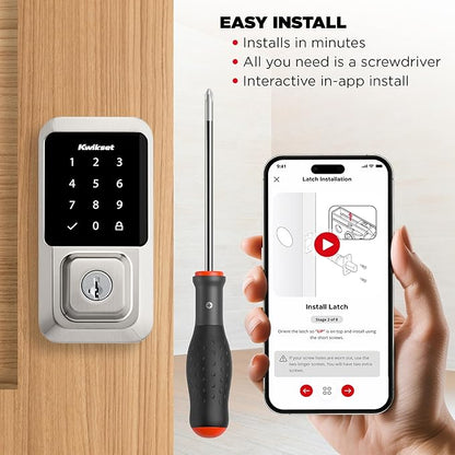 Kwikset Halo Wi-Fi Smart Lock, Keyless Entry Door Deadbolt, Geofence Auto-Unlock, Grade AAA Certified, No Hub Easy Install, Satin Nickel Lifetime Finish Warranty, Touchscreen