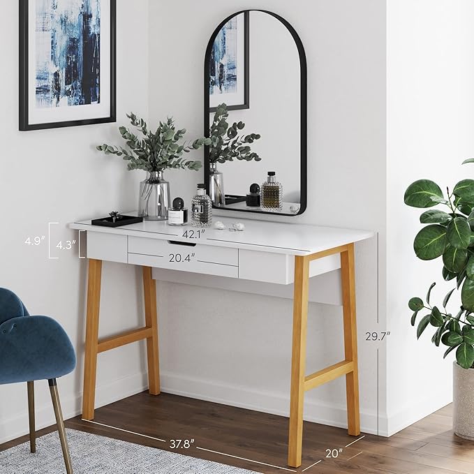 Nathan James Jacklyn Modern Home Office Writing Desk, White/Brown