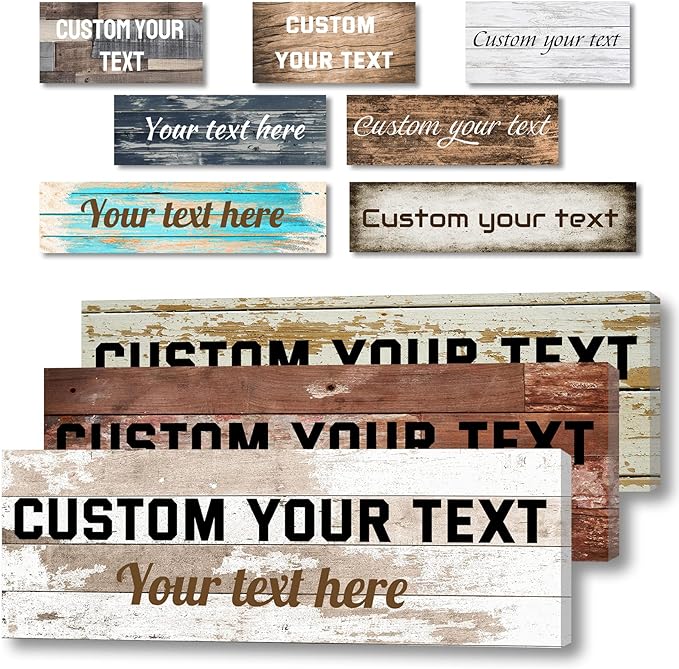 LZIMU Custom Signs for Wall Personalized Canvas Prints Sign with Your Text Customized Family Sign Wall Art for Rustic Farmhouse Home Decor (4"x8")