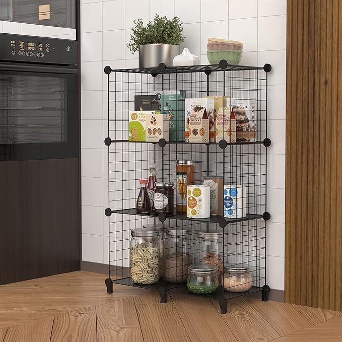 HOMIDEC Wire Cube Storage, Storage Shelves 6 Cube Bookshelf Bookcase Closet Organizer and Storage, Wire Storage Shelves Multi-Use DIY Storage Cube Shelf for Books, Toys, Clothes, Tools