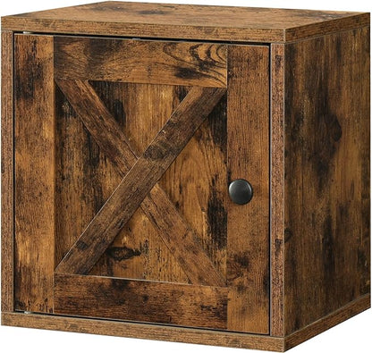 Magic DIY Cube Storage Organizer Stackable Cubes for Home Books Clothes Toy -Modular Cubby Storage System -Closet Organizer -Bookcase Closet (Antique brown, Door Cube)