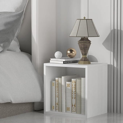 Magic DIY Cube Storage Organizer -Cube Storage Shelf -Wood Storage Cubes -Stackable Cubes Perfect for Books Clothes Toy(Pure White-Washed, General Cube)