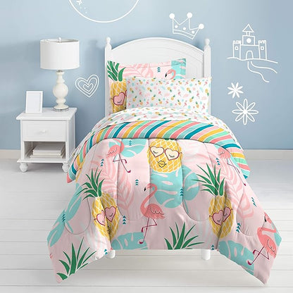 dream FACTORY Pineapple Comforter Set, Full, Pink,2A863602PK
