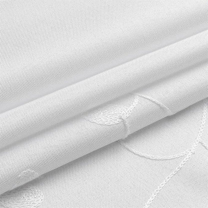 MIUCO Light Filtering Faux Linen Curtains - 63 Inch Length for Bedroom & Living Room, Pure White Floral Embroidered Solid Mix and Match, Semi Sheer Grommet Farmhouse Drapes, 2 Panels Set