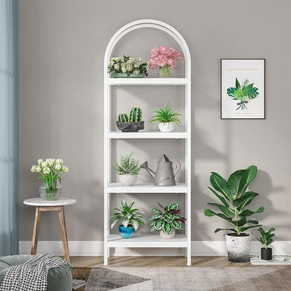 Tribesigns 4-Tier Open Bookshelf, 70.8" Industrial Wood Bookcase Storage Shelves with Metal Frame, Freestanding Display Rack Tall Shelving Unit for Office, Bedroom, Living Room (White, 1PC)