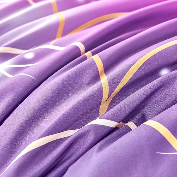 URBONUR Purple Glitter Comforter Set Queen Size for Girls 6 Piece Bed in A Bag Comforter with Sheets Set, Gradient Pink Purple Sparkle Mermaid Fish Scales Bedding Comforter Set