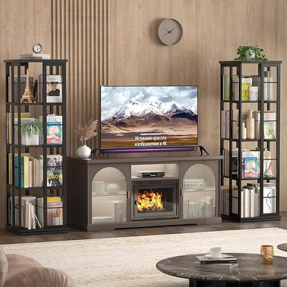 Aheaplus Rotating Bookshelf, Corner Bookshelf, 360 Display Wood Spinning Bookshelf, Floor Standing Bookcase Narrow Shelf Revolving Organizer Storage Rack for Small Space, Bedroom, Study Room, Black
