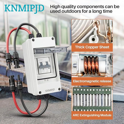 Solar Panel Disconnect Switch 10A 2P 400V Dc/AC Breaker Disconnect Box Outdoor Breaker Box Suitable for photovoltaic and Wind Energy Home Battery Systems (30 Amps)