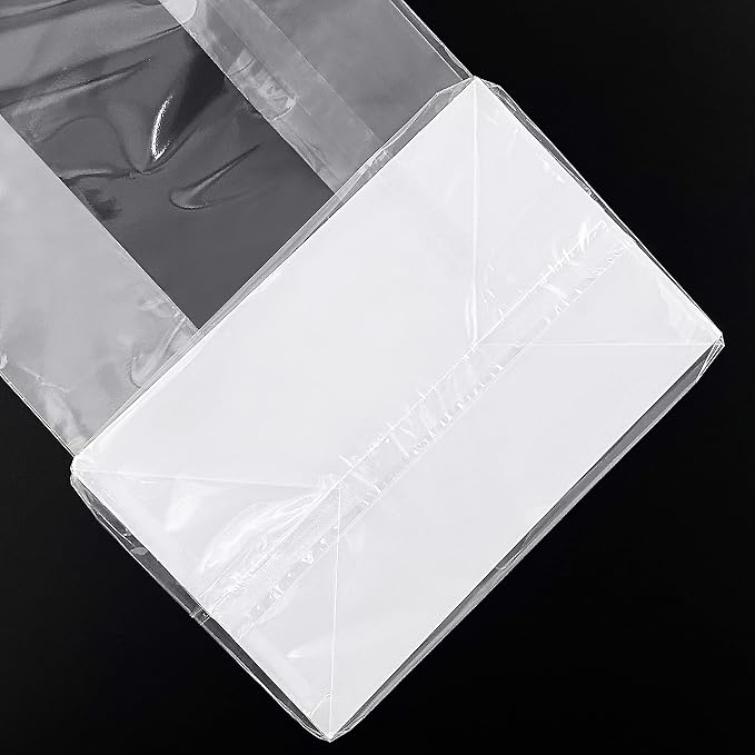 Morepack Gusseted Flat Bottom Cellophane Bags 6x4x13 Inch 50Pcs | with Paper Insert